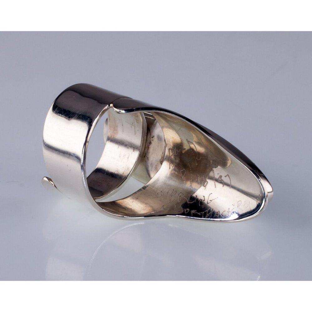 Orthoceras Fossil Sterling Silver Long Sculptural Ring Size 7.25 - Picture 3 of 6